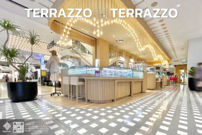 ผลงานโครงการติดตั้งพื้นหินขัด Terrazzo โซน Department Store ที่ Central Ladprao ซึ่งใช้หินขัดสั่งตัดพิเศษ ด้วยทีมช่างมืออาชีพ