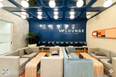 เบื้องหลังงานดีไซน์ โซน VIP Lounge ของ Fashion Island เลือกใช้ หินขัดหน้าสำเร็จ Terrazzo ลาย Paradise สำหรับเคาน์เตอร์บาร์ และ ท้อปโต๊ะ