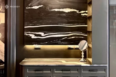ผนังหินอ่อนเทียม Sintered Stone ที่ Private Luxury Condominium